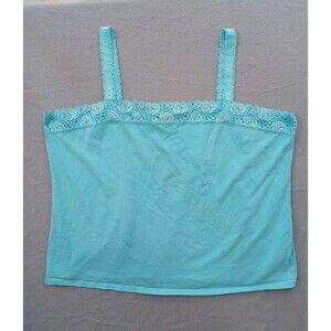 Y2K Tank Top Cami Lace Trim 26/28 Womens Plus Green Teal